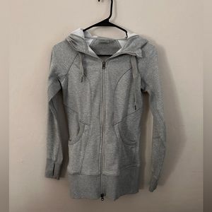 ATHLETA long gray zip up hoodie (XXS)